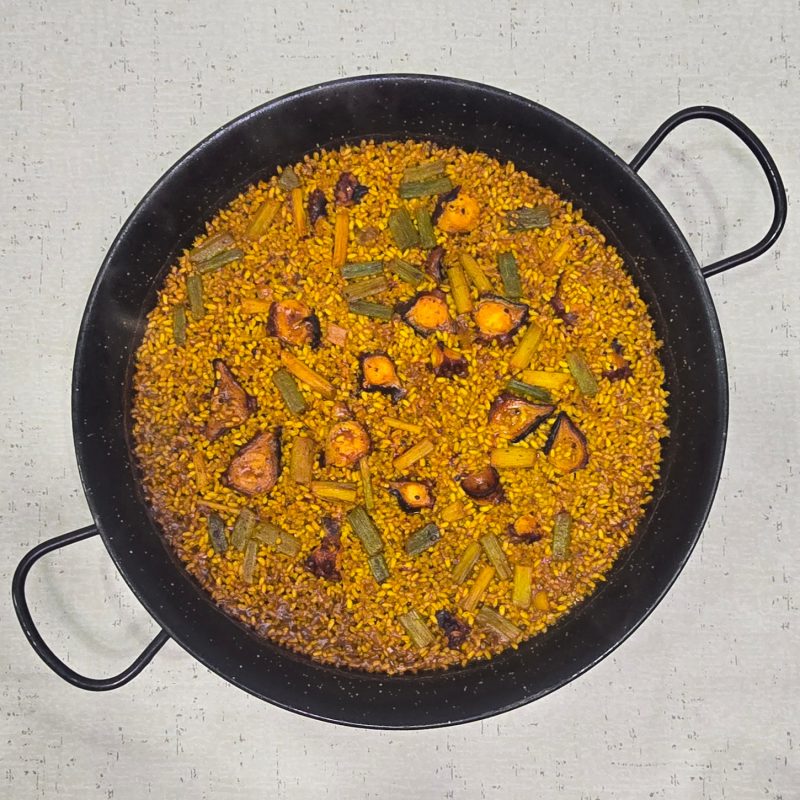 Arroz de pulpo y ajos tiernos